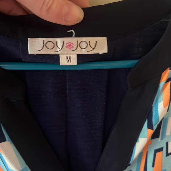 Blue and Orange Sleeveless Blouse - Picture 3 of 4